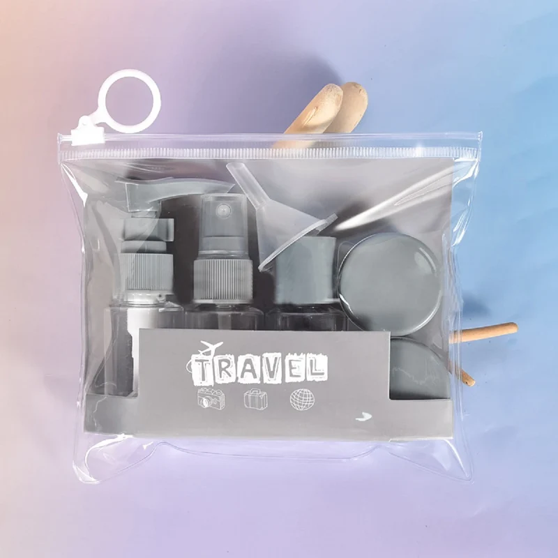 1 ensemble de bouteilles rechargeables de voyage, 7 pièces, flacon pulvérisateur vide, pompe à Lotion, conteneur d'emballage cosmétique