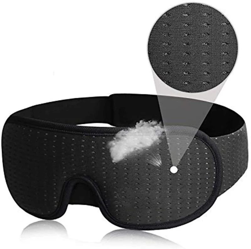 Masque 3D pour le sommeil, masque pour les yeux, tissu de couchage rembourré doux, bandeau pour les yeux