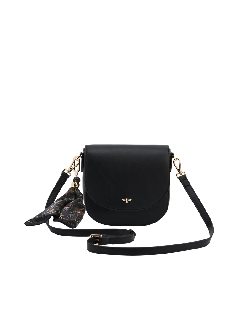 Beth Saddle Crossbody Bag in Black