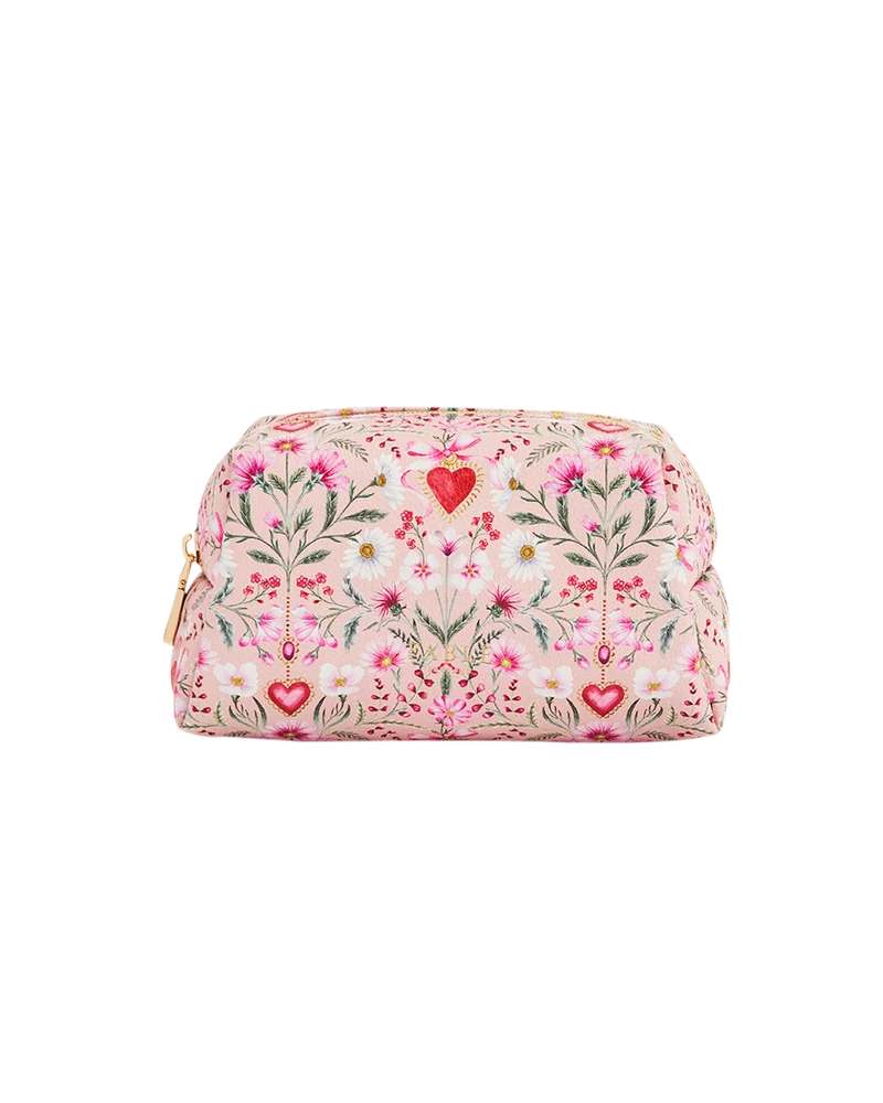 Penelope Floral Heart Pink Cosmetic Pouch
