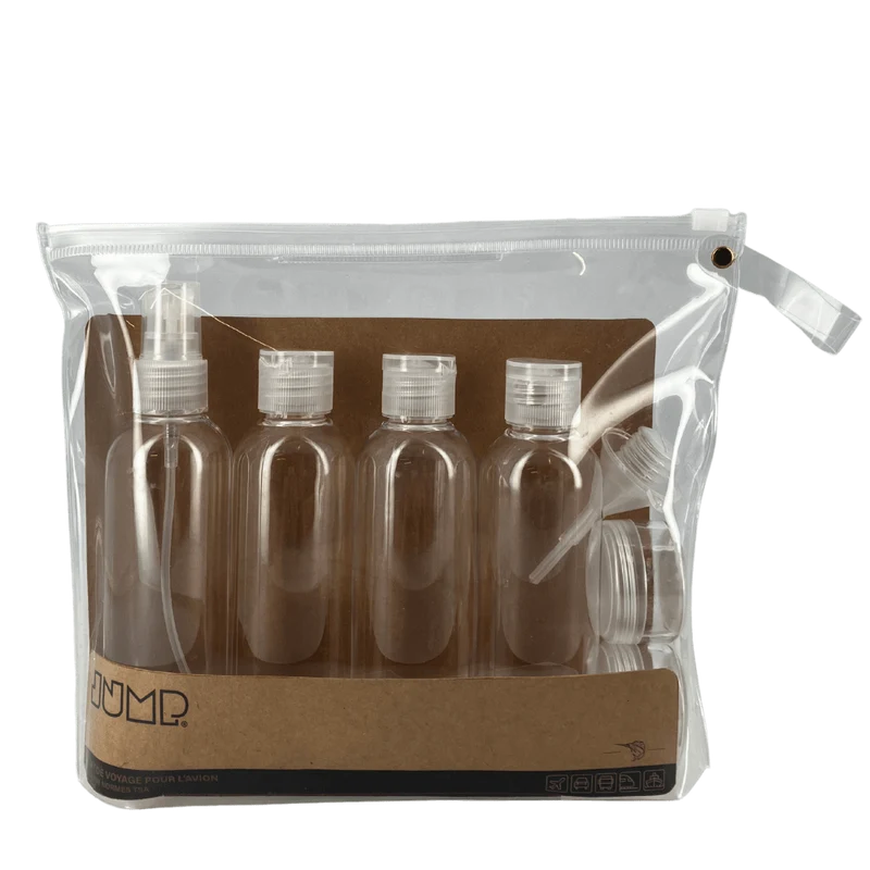 Trousse toilette transparente & Flacons de voyage