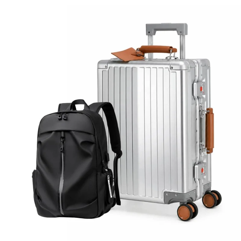 Pack maleta de cabina 100% aluminio NEW YORK 2.0 + mochila impermeable NEWARK de GREENWICH