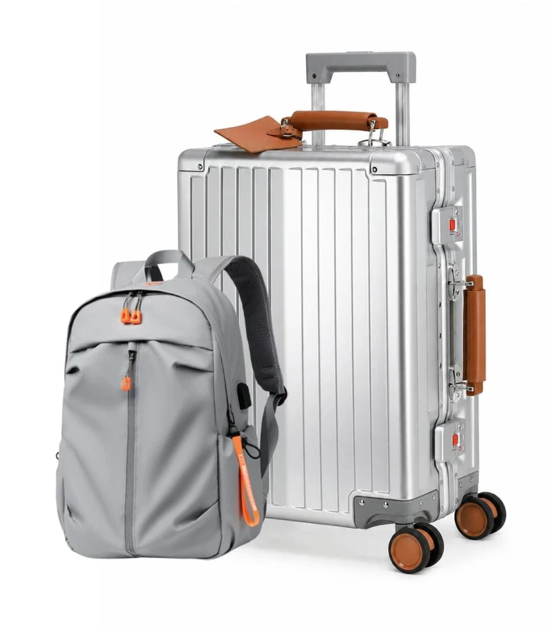 Pack maleta de cabina 100% aluminio NEW YORK 2.0 + mochila impermeable NEWARK de GREENWICH