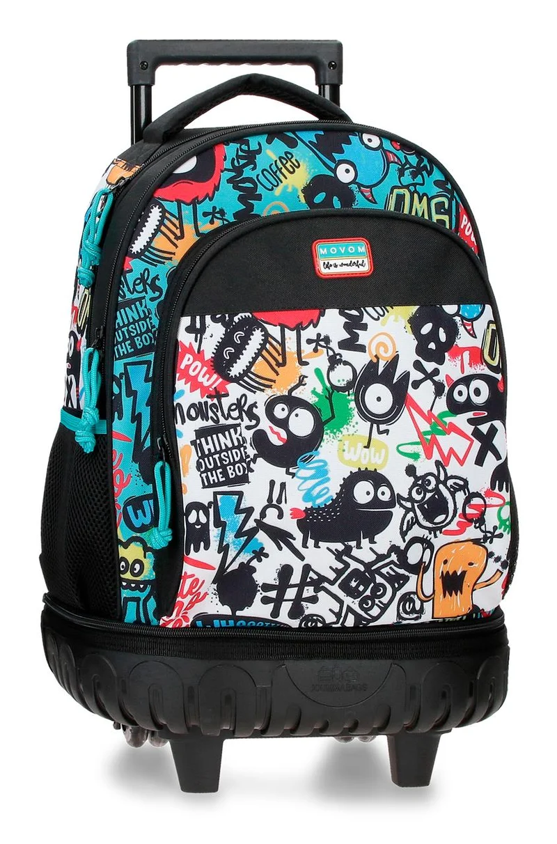 3272941 MOCHILA COMPACT DESM. 2R. MOVOM MONSTERS NEGRO