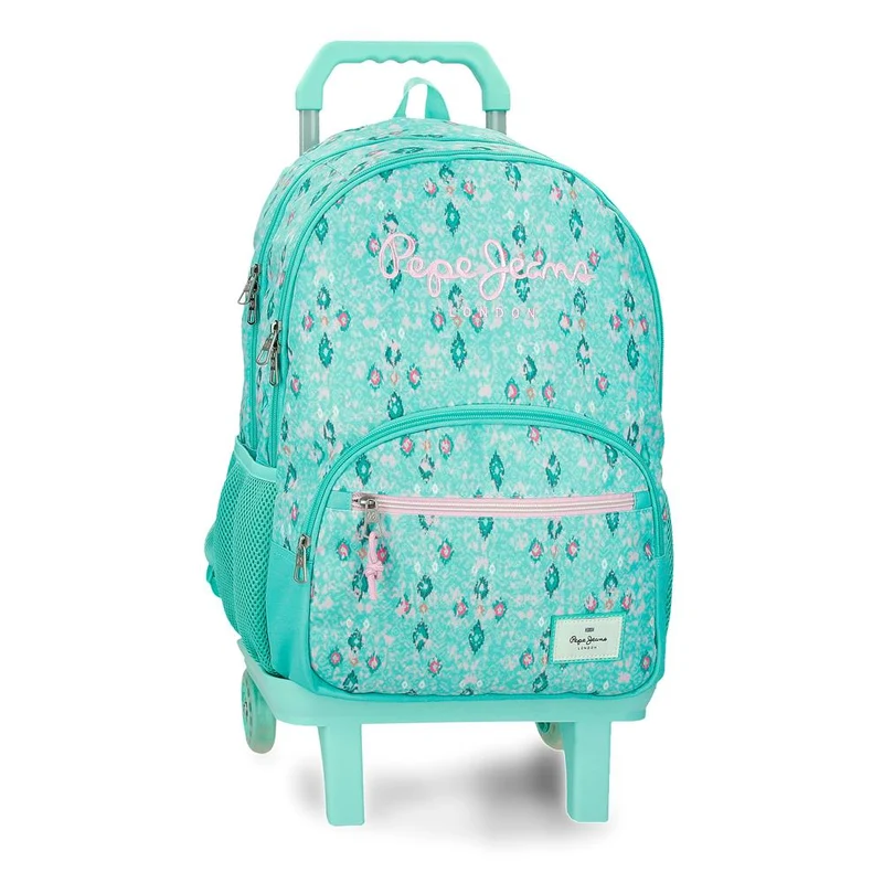 61125V1 MOCHILA ADAP. 44CM 2C. C/CARRO. PJL SUN TUR VERD