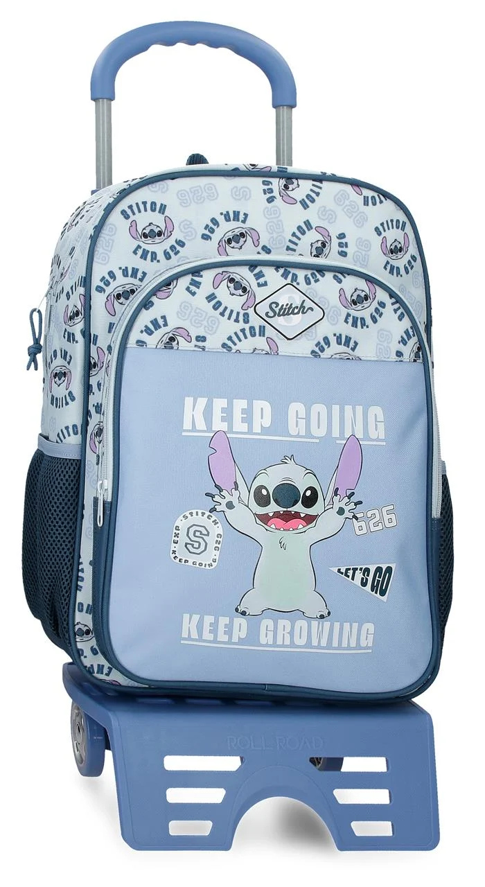43623V1 MOCHILA ADAP. 40CM. C/CARRO. STITCH KEEP GOING