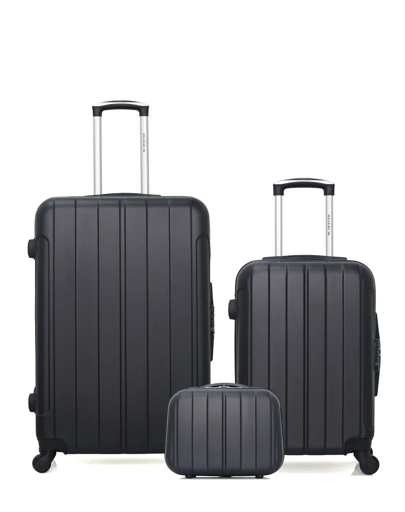 Lot de 3 Valises Rigides Grand Format, Cabine et Vanity NAPOLI