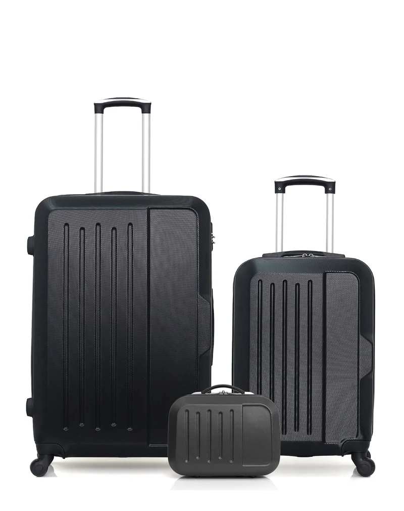 Lot de 3 Valises Rigides Grand Format, Cabine et Vanity VESUVIO