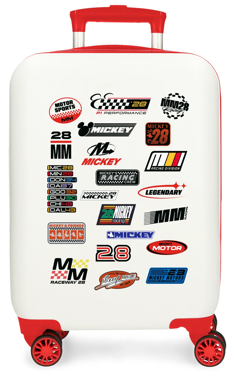TROLLEY ABS 50CM.4R. MICKEY MM28 RACING BLANCO-ROJO