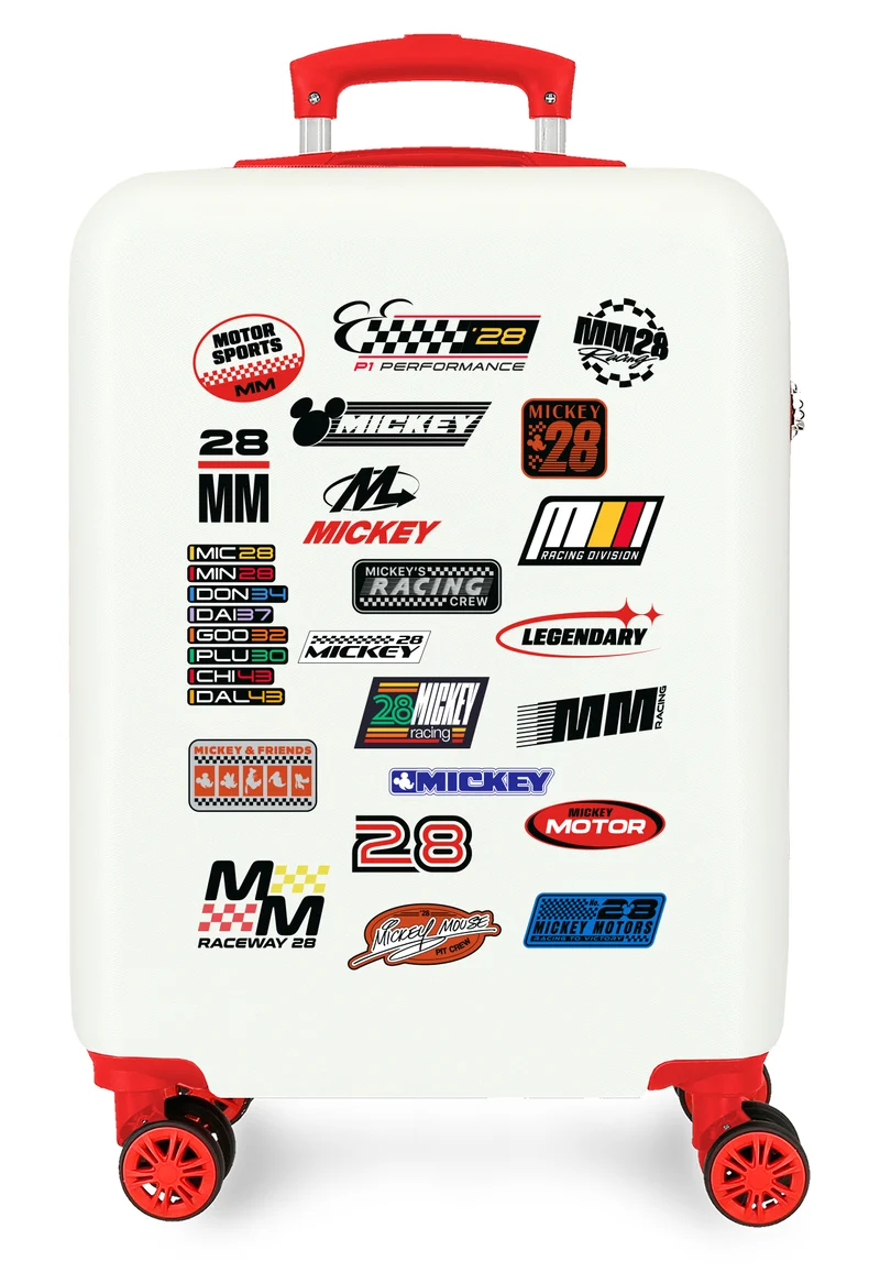 TROLLEY ABS 55CM.4R. MICKEY MM28 RACING BLANCO-ROJO