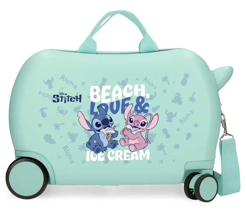 MALETA INF.ABS 4R.(2 MULTI.) 50CM. STITCH BEACH&LOVE TURQUES