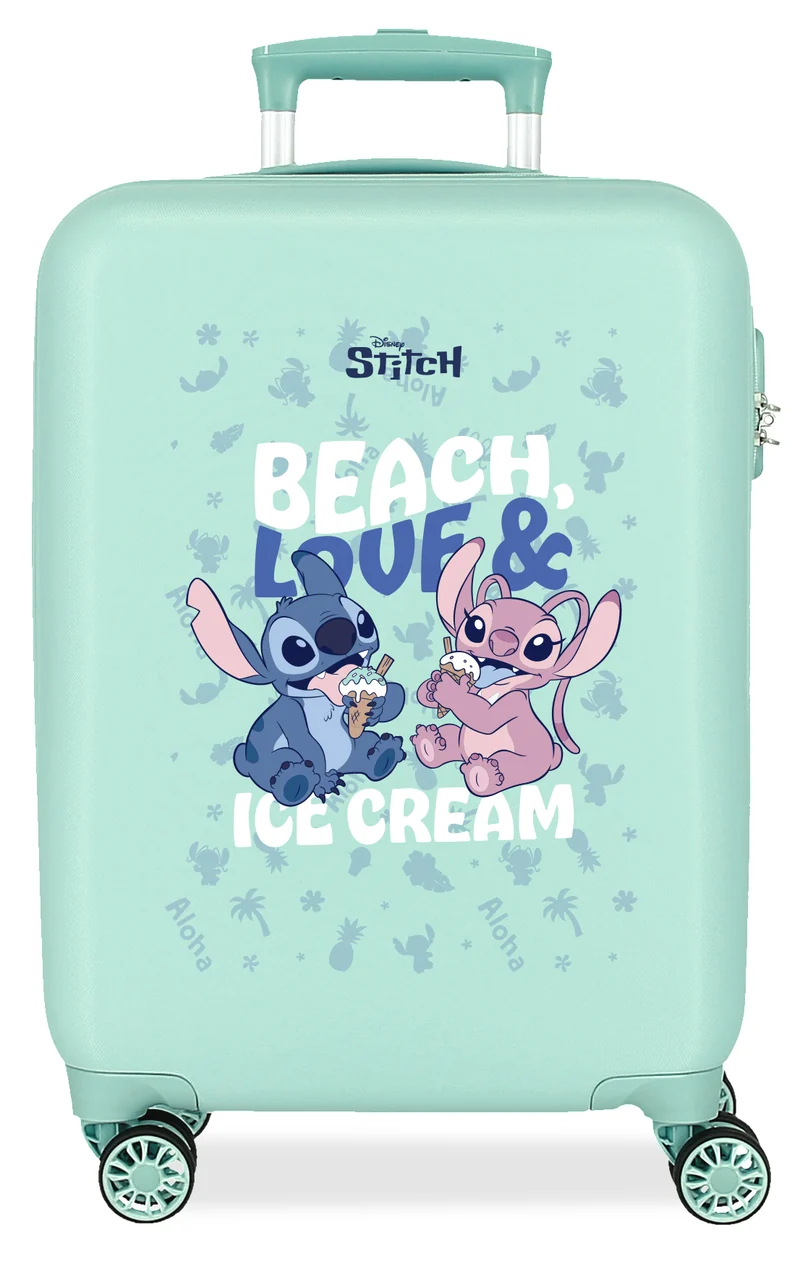 TROLLEY ABS 55CM.4R. STITCH BEACH&LOVE TURQUESA AZUL