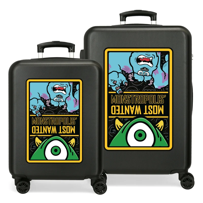 SET/2 TROLLEY ABS 55-65CM.4R. MONSTERS MONSTROPOLIS NEGRO