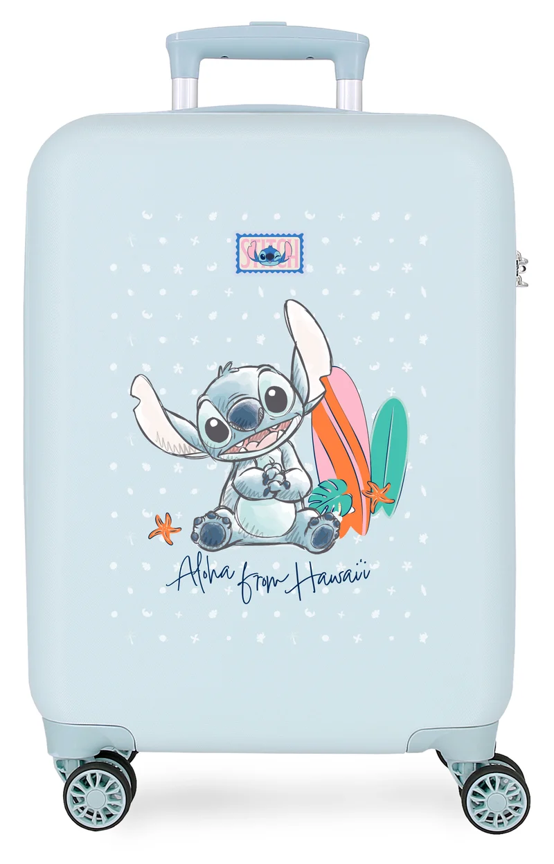3311141 TROLLEY ABS 55CM. 4R. STITCH FROM HAWAII AZUL CLARO