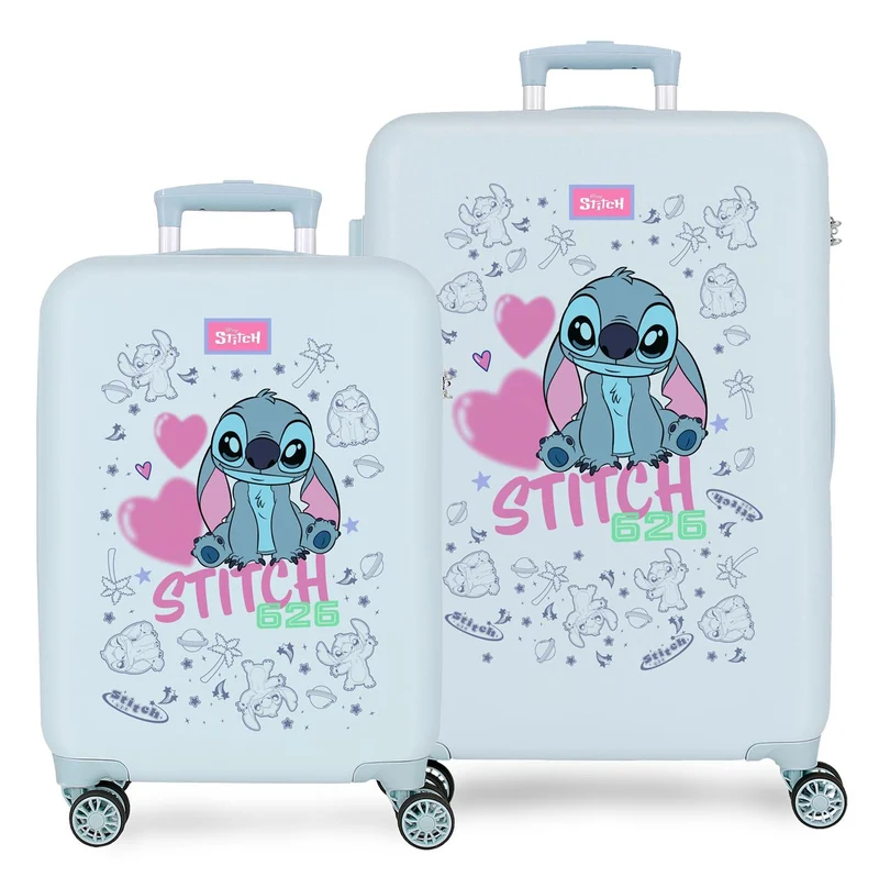3291441 SET/2 TROLLEY ABS 55-65CM. 4R. STITCH HEARTS AZUL CL