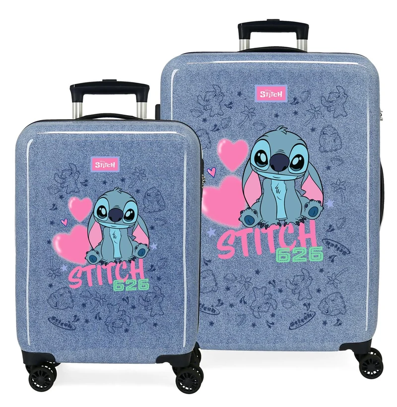3291442 SET/2 TROLLEY ABS 55-65CM. 4R. STITCH HEARTS DENIM