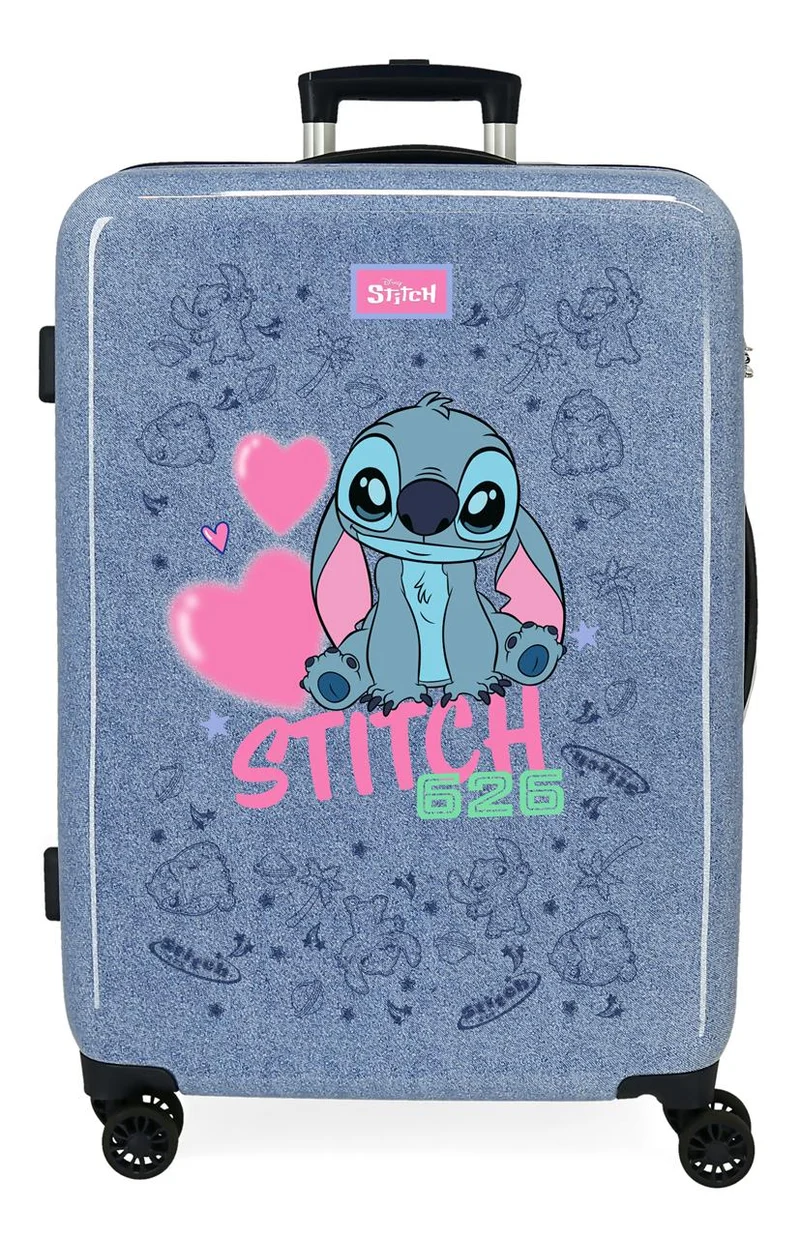 3291242 TROLLEY ABS 65CM. 4R. STITCH HEARTS DENIM