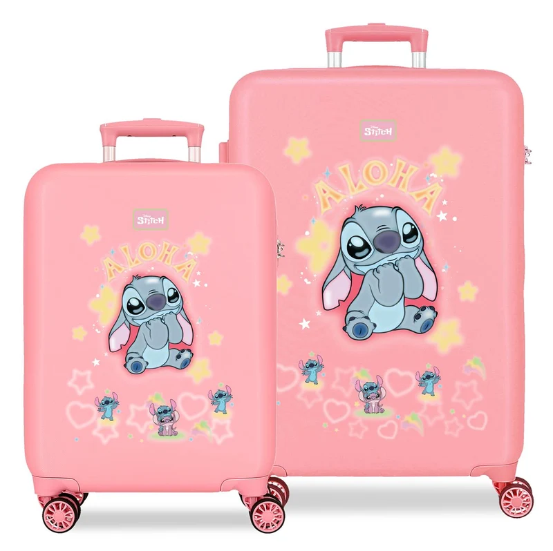 4351411 SET/2 TROLLEY ABS 55-65CM. 4R. STITCH YOU&ME ROSA