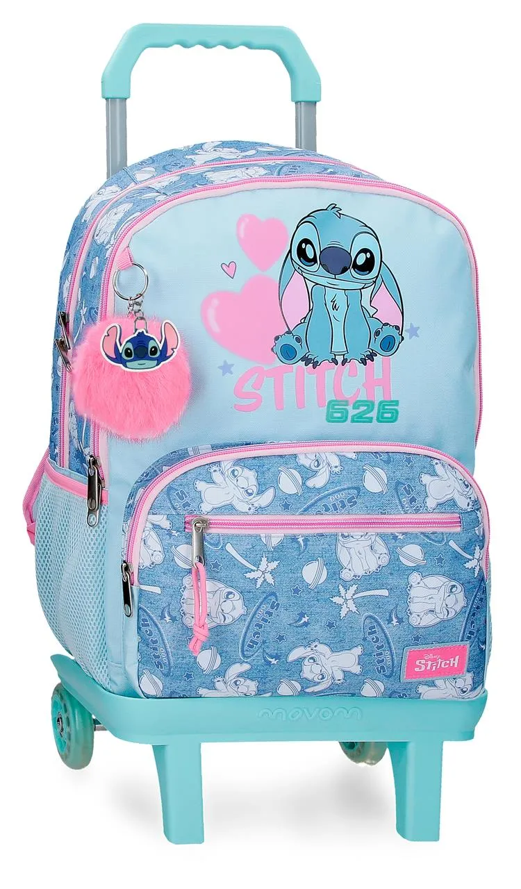 32924V1 MOCHILA ADAP. 44CM 2C. C/CARRO. STITCH HEARTS