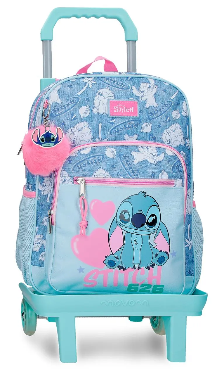 32923V1 MOCHILA ADAP. 38CM. C/CARRO. STITCH HEARTS