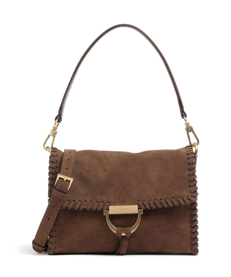 Abro Suede Temi Stitch Sac porté épaule wood