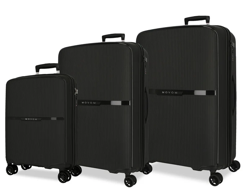 5519421 SET/3 TROLLEY PP. 56-66-76CM. 4R. MOVOM MOON NEGRO
