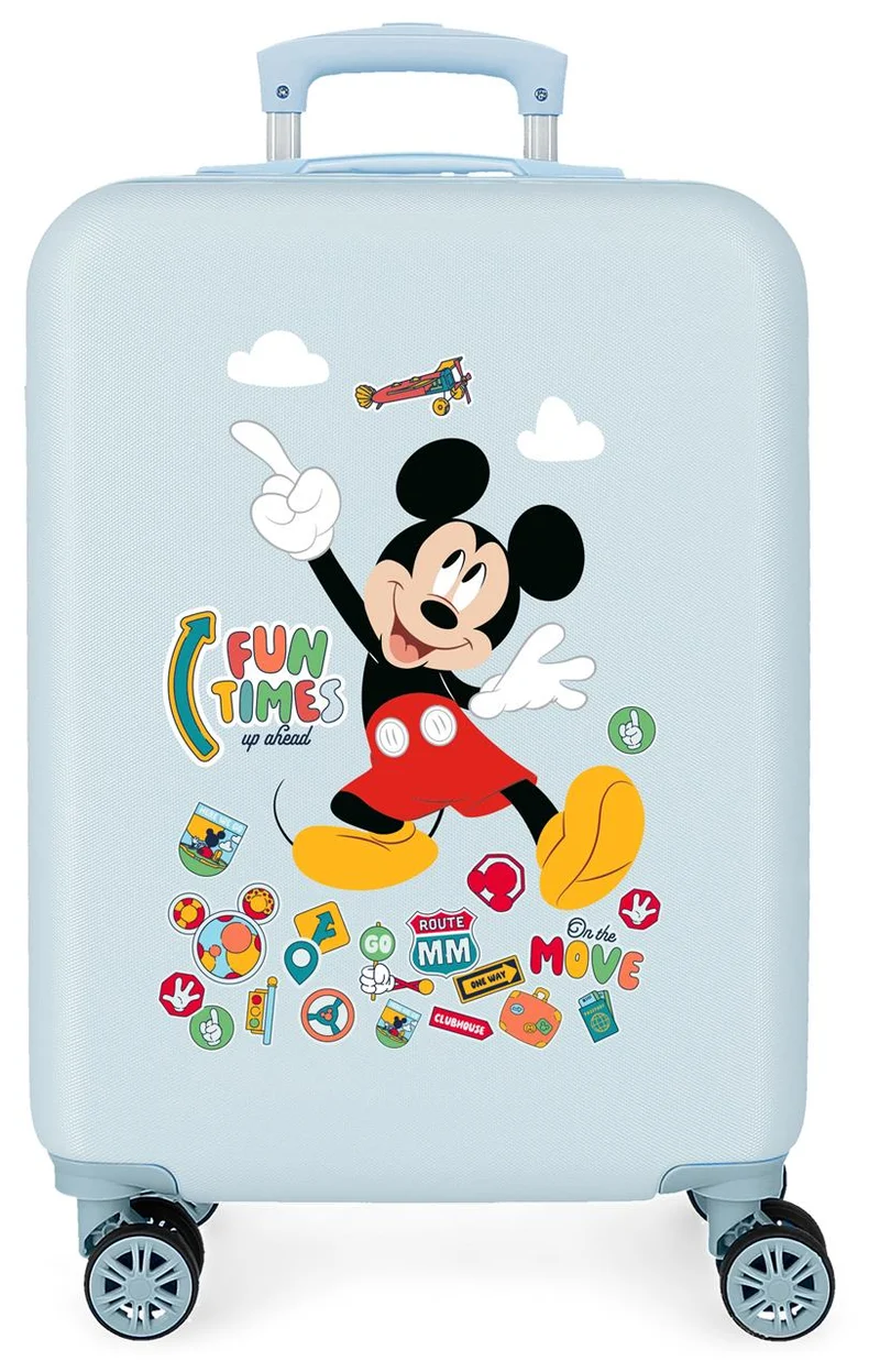 4231111 TROLLEY ABS 55CM. 4R. MICKEY FUN TIMES AZUL CLARO