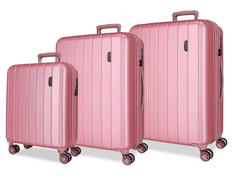 531846D SET/3 TROLLEY ABS 55-68-78CM. C/EXP. 4R. WOOD ROSA