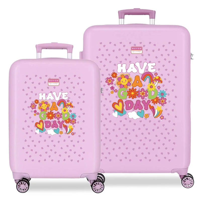 3241441 SET/2 TROLLEY ABS 55-65CM. 4R. MOVOM GOOD DAY LILA