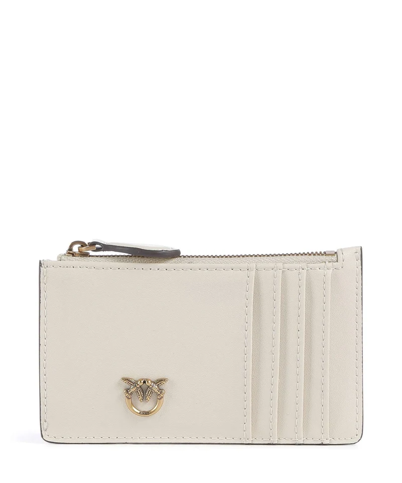 Pinko Airone Étui à cartes crédit bianco seta/antique gold