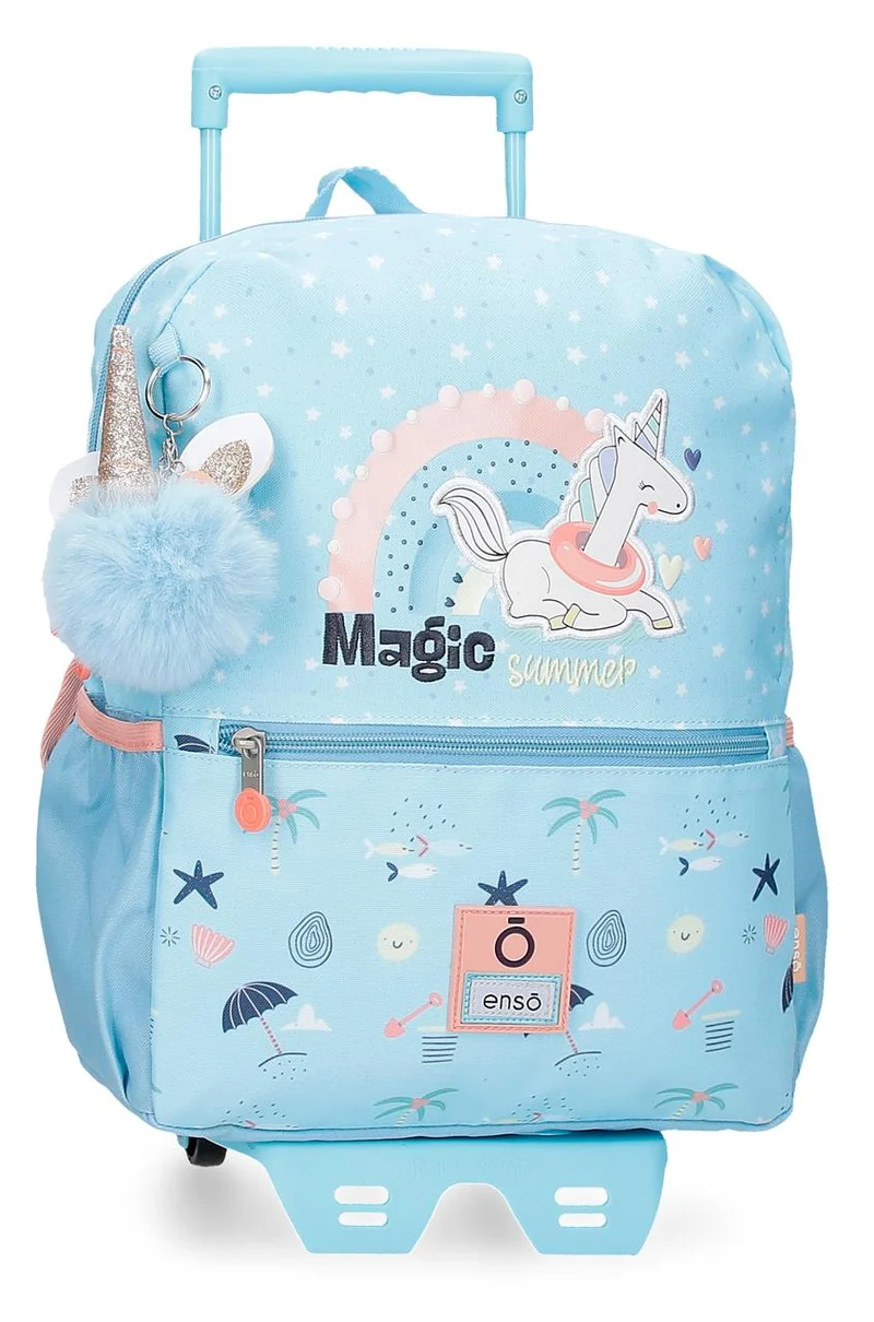 96323T2 MOCHILA ADAP. 32CM. C/CARRO. ENSO MAGIC SUMMER AZUL