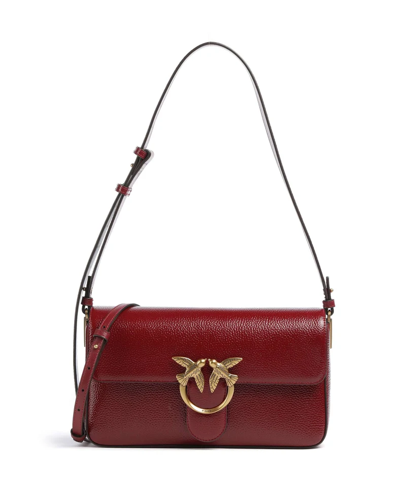 Pinko Love One Classic Slouchy Sac porté épaule rosso scuro/antique gold