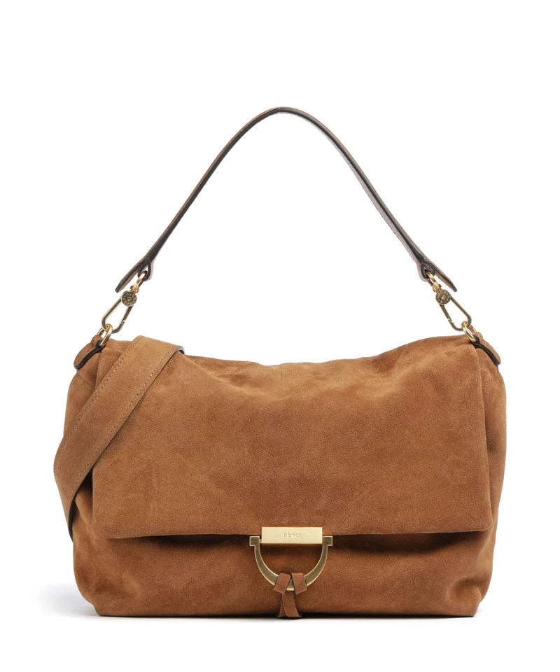 Abro Suede Temi Large Sac porté épaule cuoio