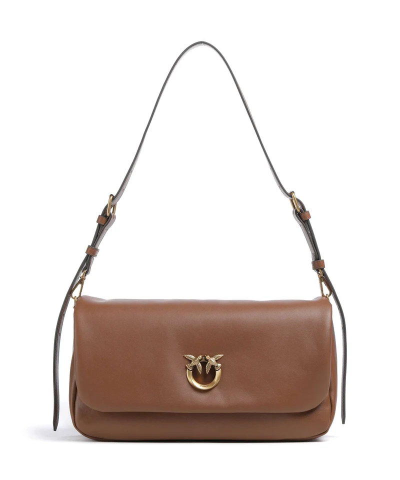 Pinko Click Soft Horizontal Sac porté épaule marrone/leone/antique gold