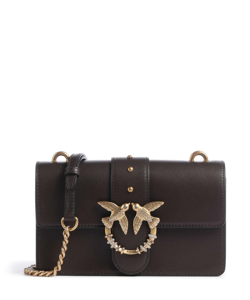 Pinko Love One Mini New Buckle Sac bandoulière marrone marasca/antique gold