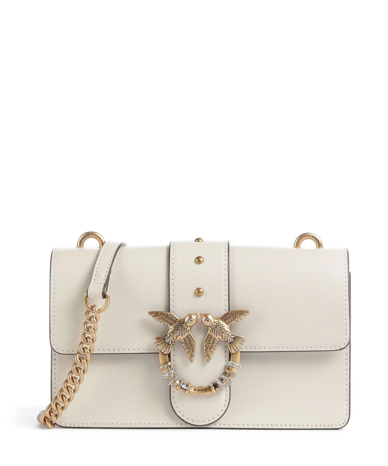 Pinko Love One Mini New Buckle Sac bandoulière bianco seta/antique gold