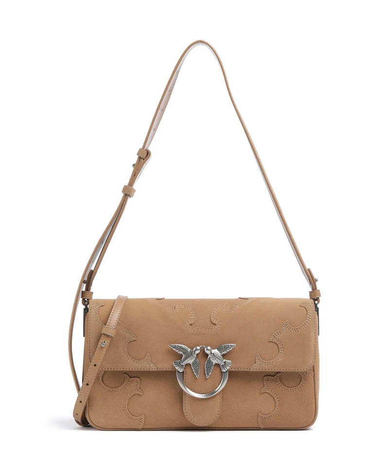 Pinko Love One Classic Slouchy Sac porté épaule beige/scoiattolo/old silver