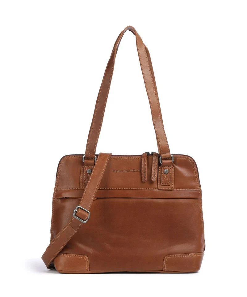 The Chesterfield Brand Wax Pull Up Cow Belgrado Sac porté épaule cognac