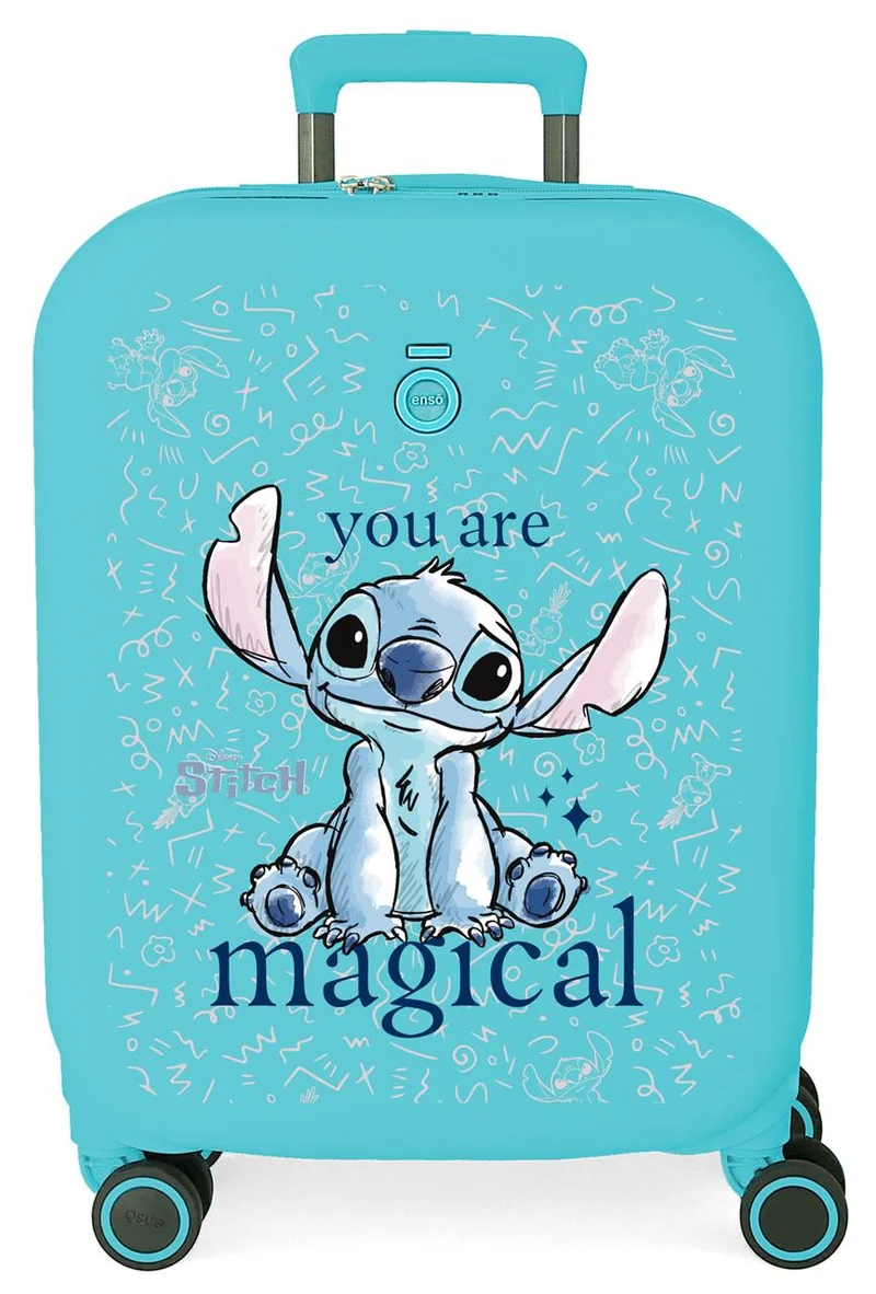 3859124 TROLLEY ABS 55CM.4R.STITCH YOU ARE MAGICAL AZUL TURQ