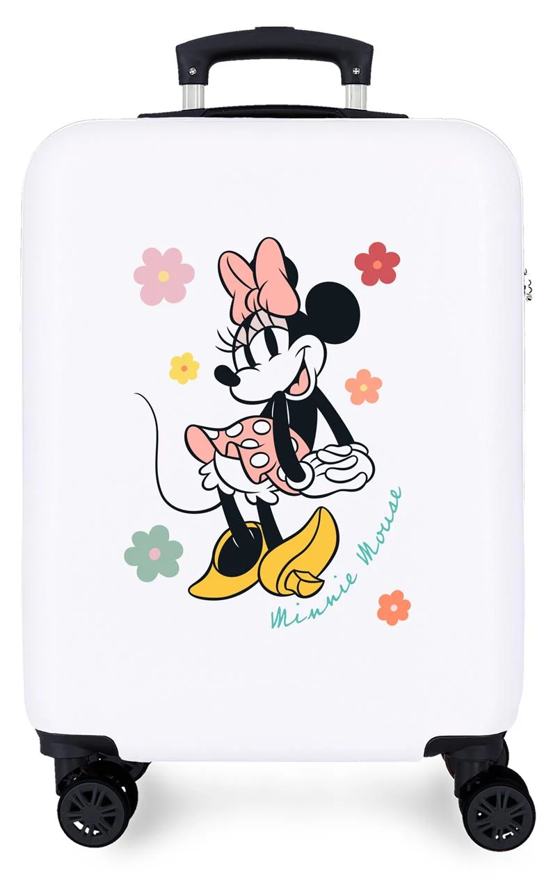 4751143 TROLLEY ABS 55CM. 4R. MINNIE FLOWERS BLANCO/MARINO