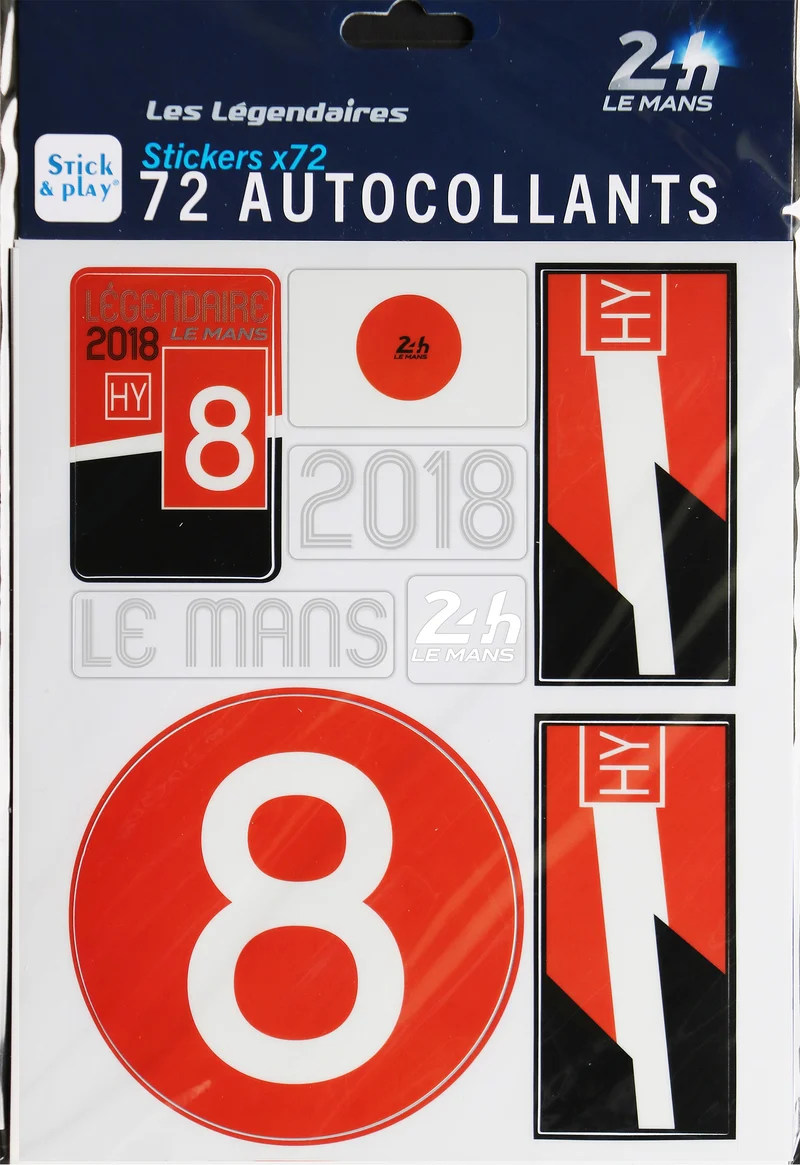 24H LEGENDE - Pochette de 5 planches d'autocollants repositionnables - 2018