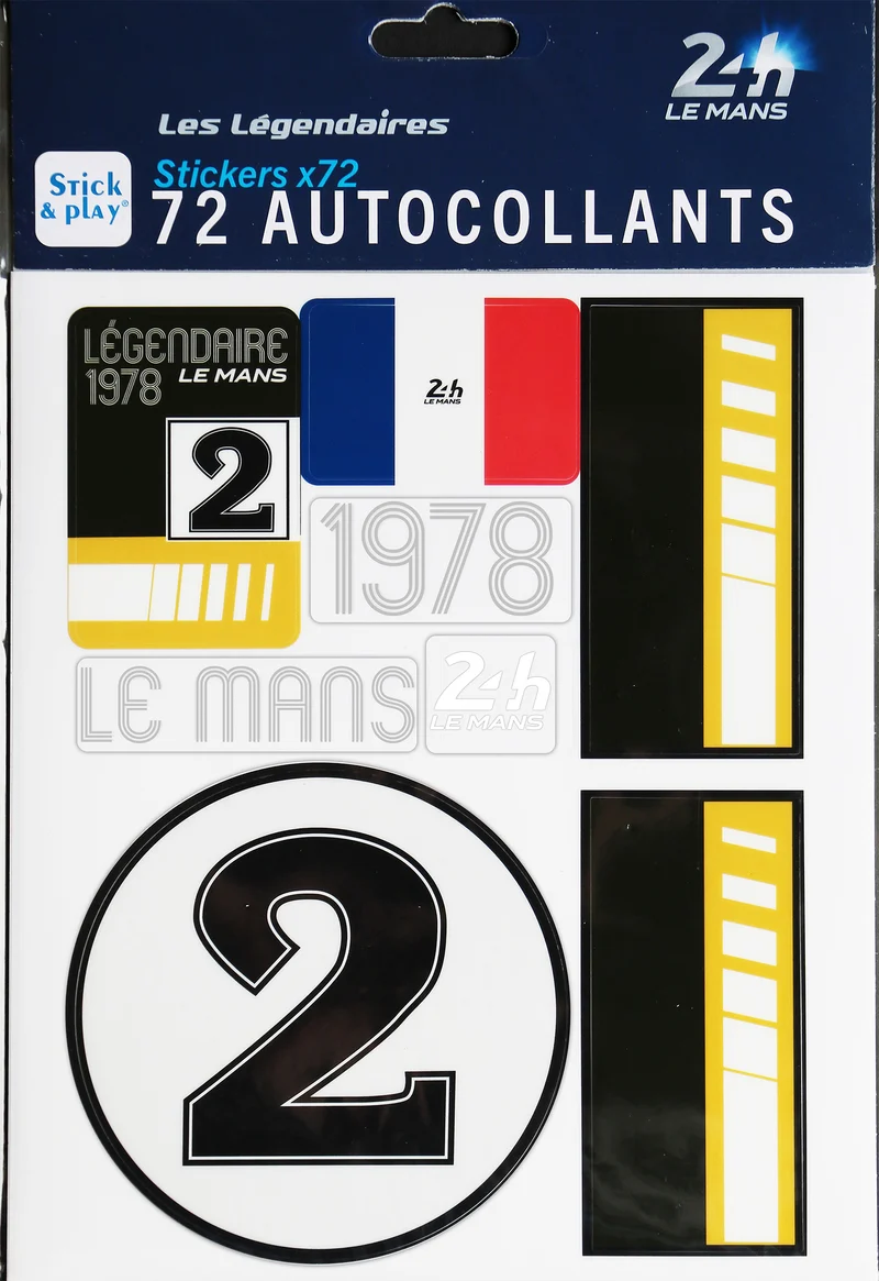 24H LEGENDE - Pochette de 5 planches d'autocollants repositionnables - 1978