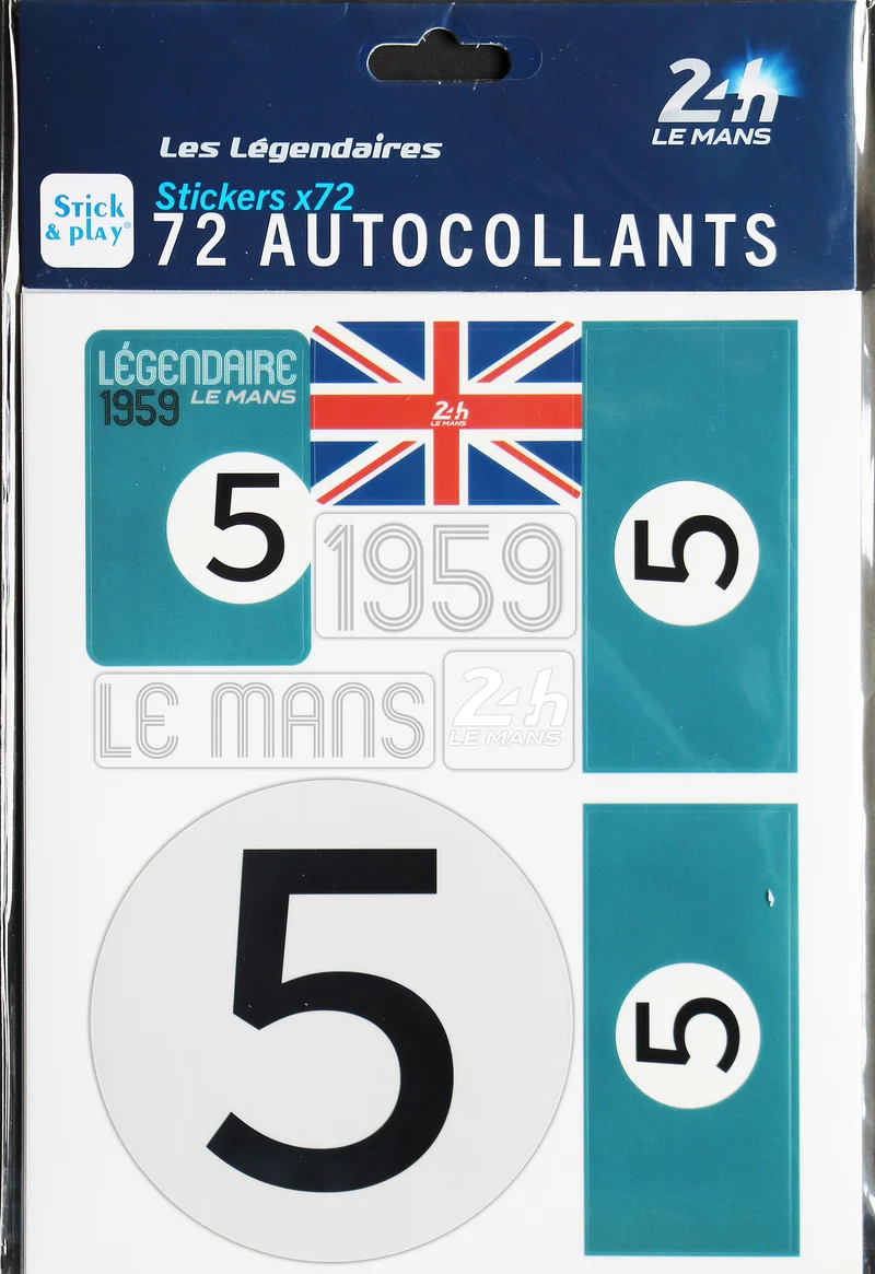 24H LEGENDE - Pochette de 5 planches d'autocollants repositionnables - 1959
