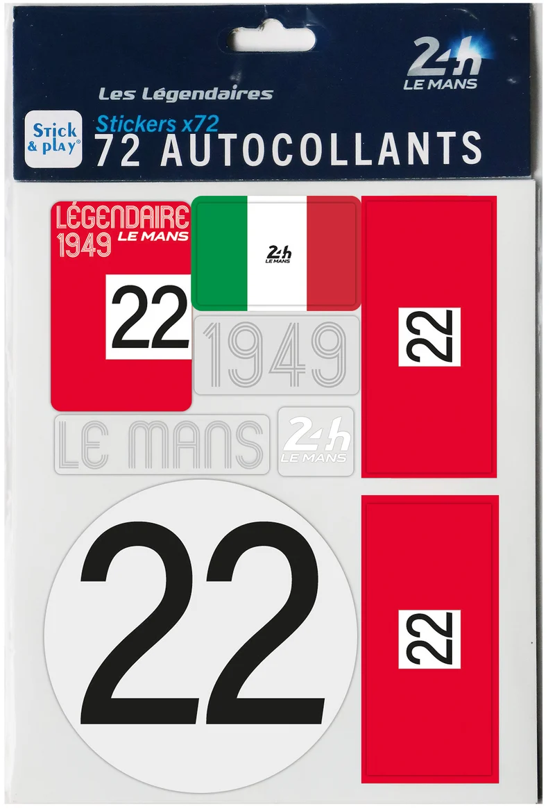 24H LEGENDE - Pochette de 5 planches d'autocollants repositionnables - 1949
