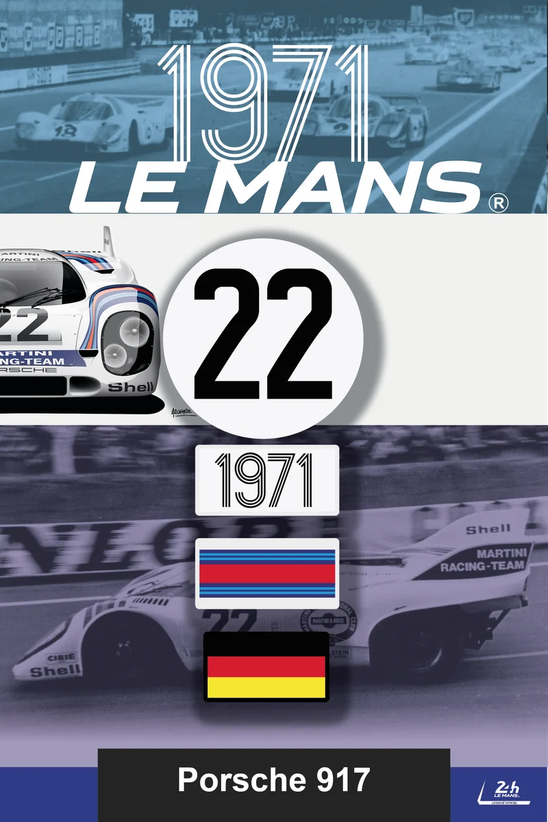 4 Patchs Brodés Scratch (Pour Sacs LÉGENDE) – Victoire Porsche 1971 – 24H LÉGENDE