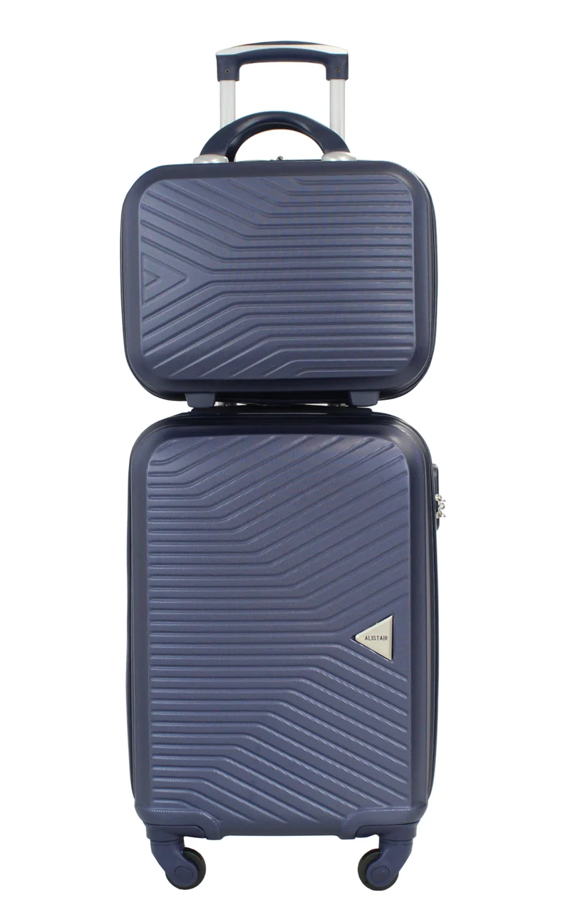 Valise cabine 55 cm et Vanity S Alistair - Collection Iron - 4 roues - ABS ultra résistant - Bleu