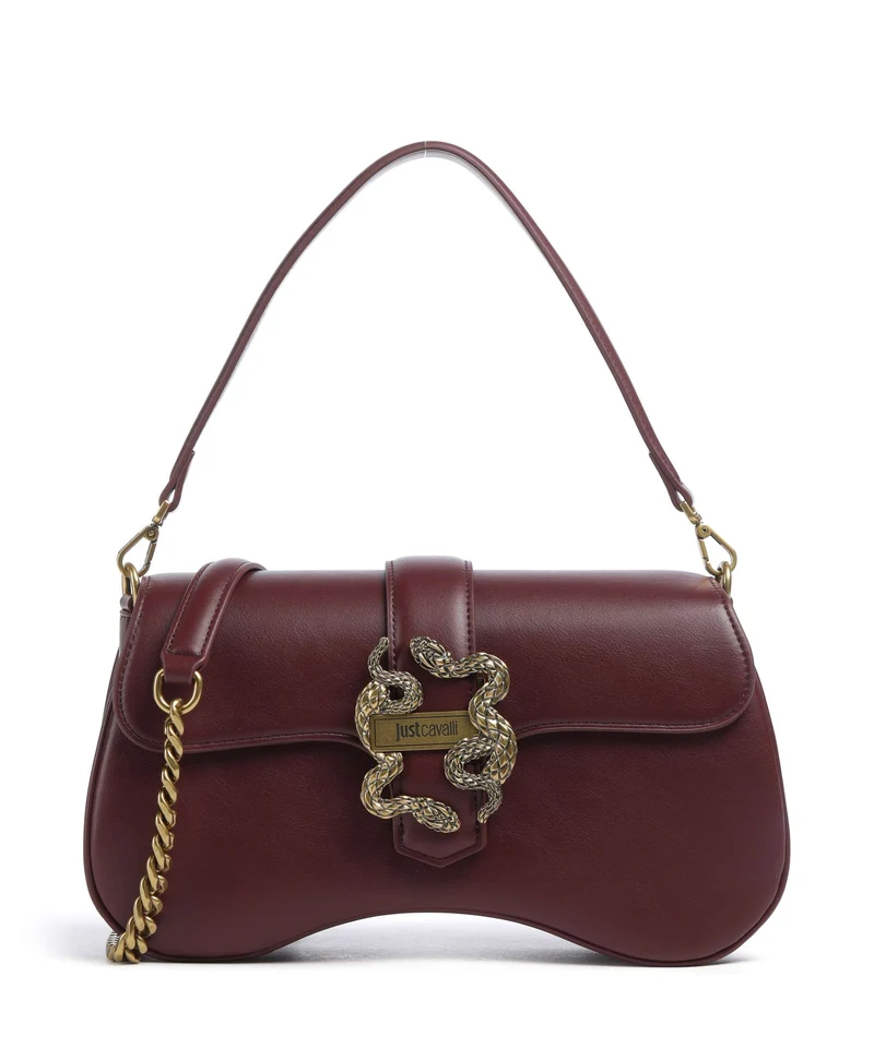 Just Cavalli Iconic Snakes Sac porté épaule cordovan