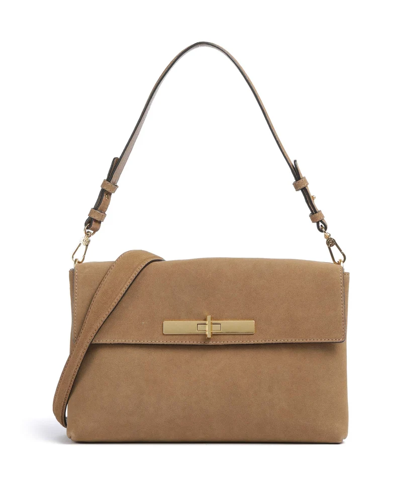 Abro Suede Twist Sac porté épaule cappuccino