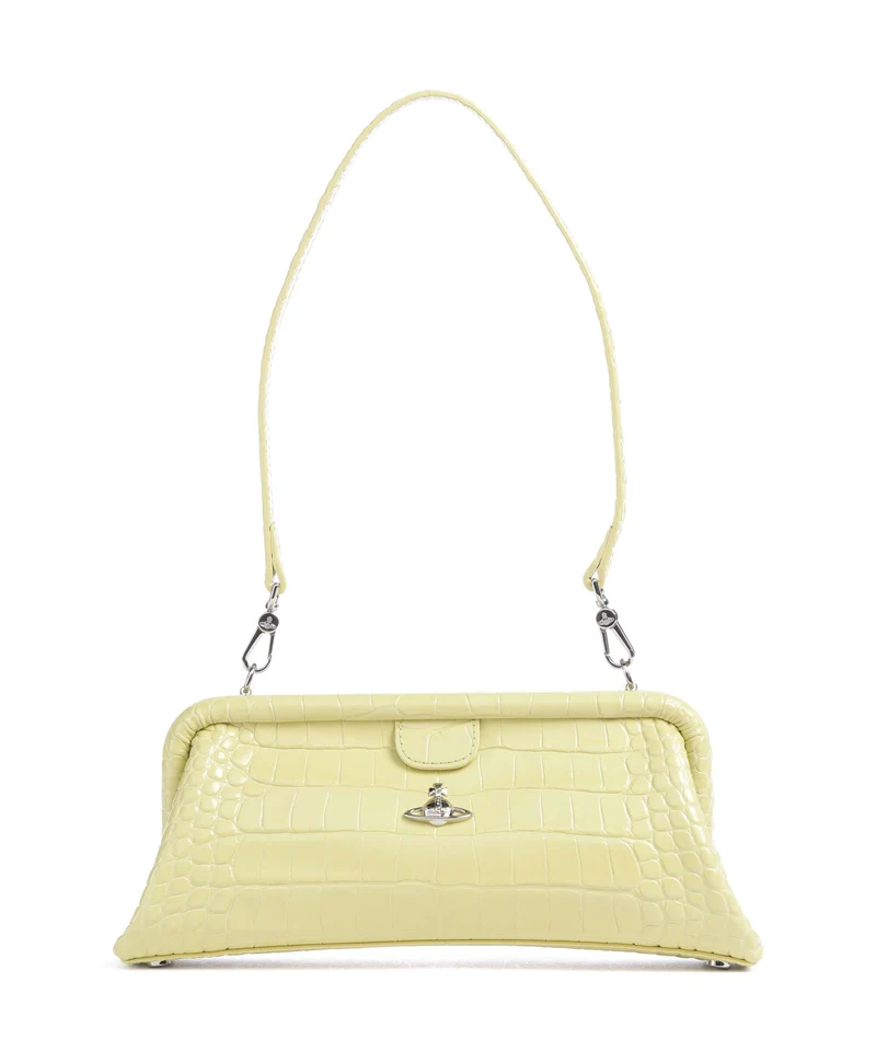 Vivienne Westwood Jane Frame Embossed Croc Sac porté épaule lime green