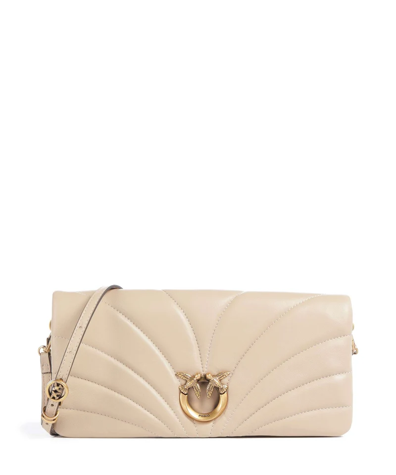 Pinko Click Horizontal Classic Sac bandoulière beige/grigio fumo/antique gold